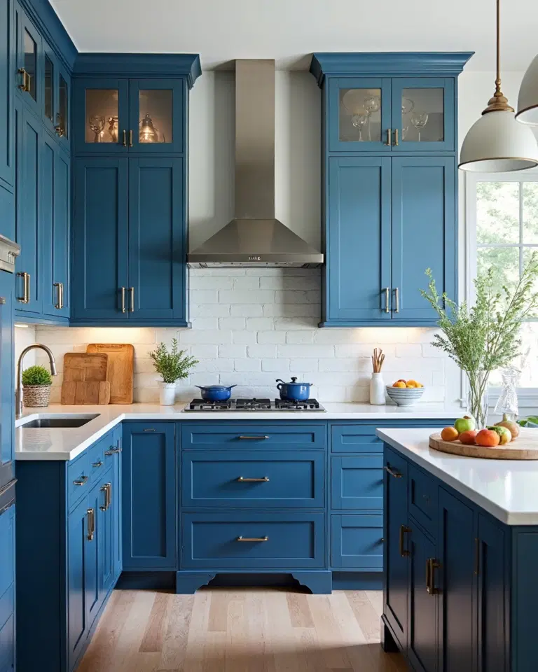 layered blue hues create depth