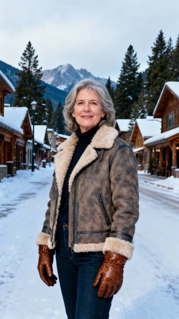 Sherpa Jacket with Leather Gloves