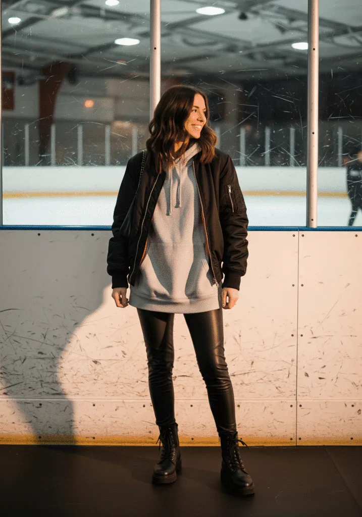 Streetwear hockey outfit with bomber jacket
