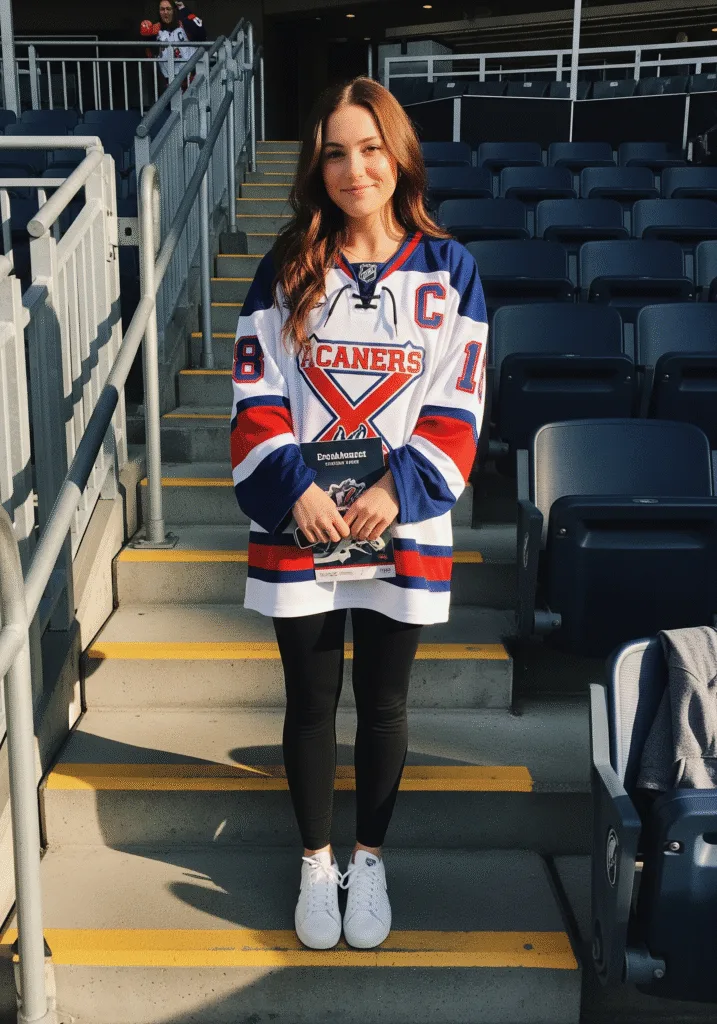 Jersey with leggings and white sneakers