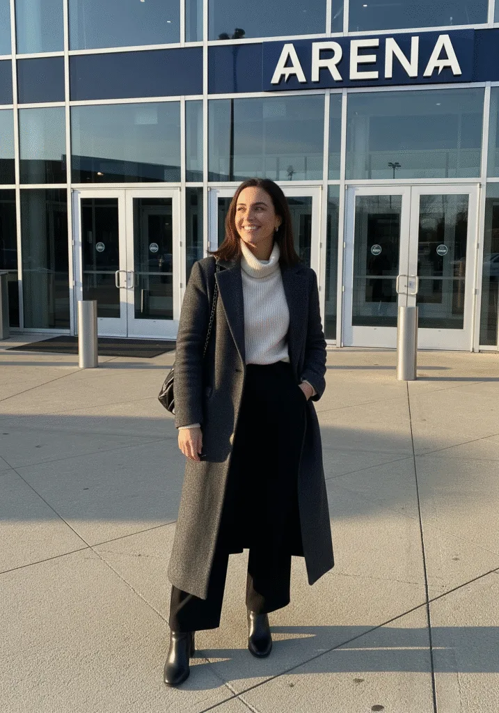 Turtleneck with tailored coat