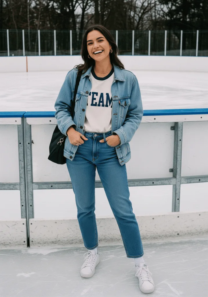 Double denim with team t-shirt