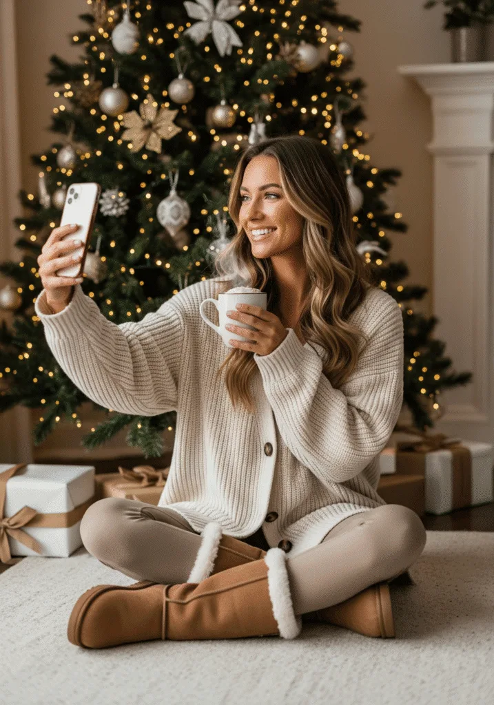 Oversized Cardigan and UGG Boots