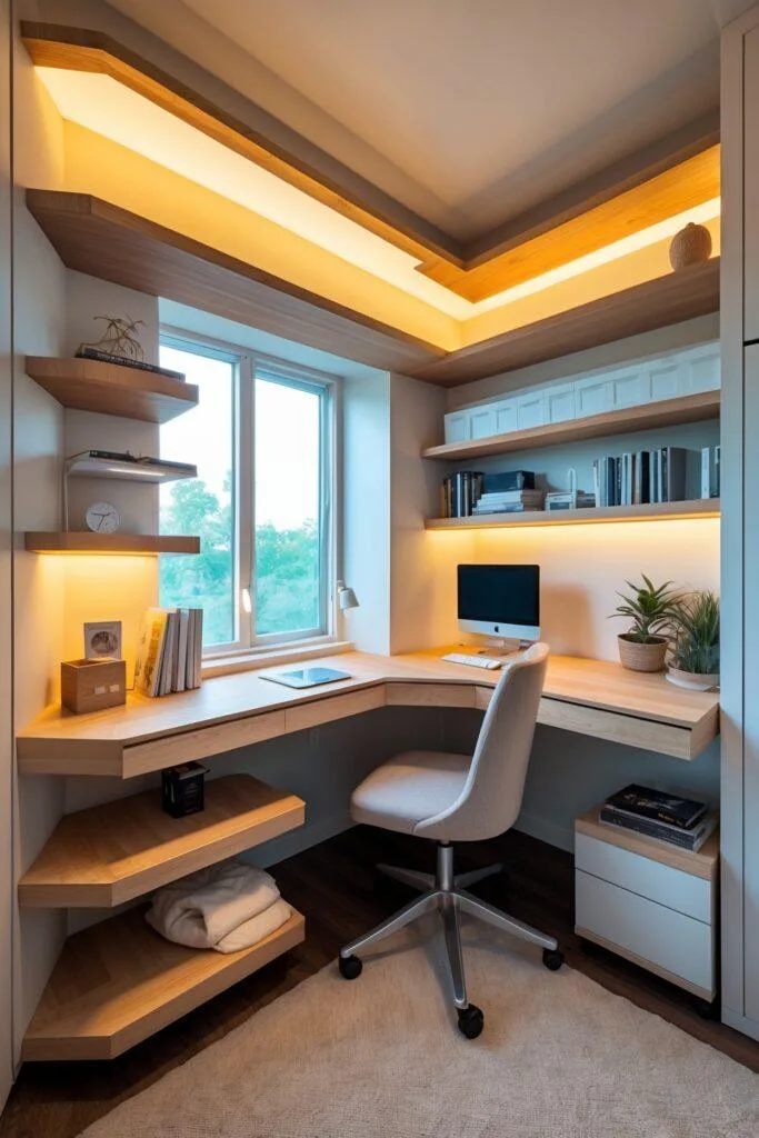 corner desk with shelves