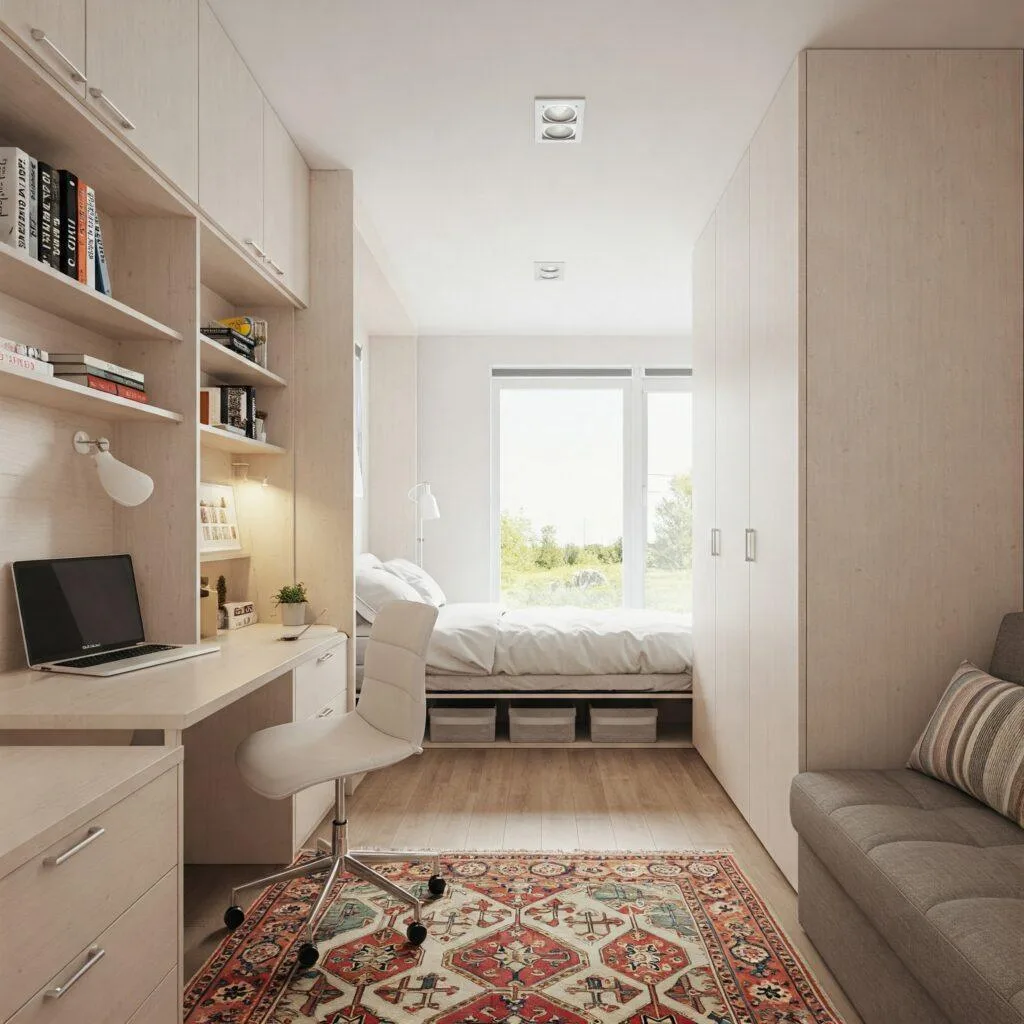 Headboard with built-in shelves