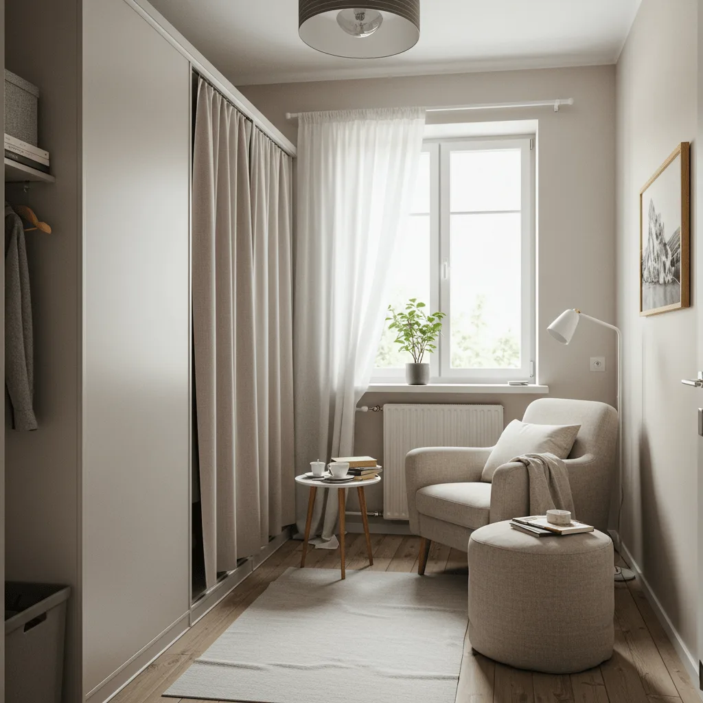String lights in cozy bedroom