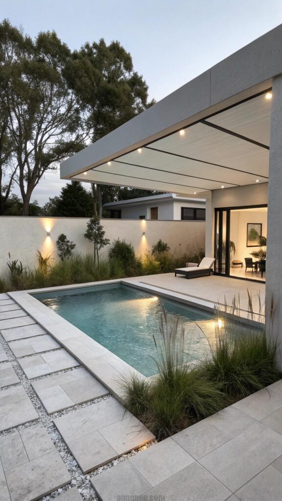 Modern minimalist backyard pool design