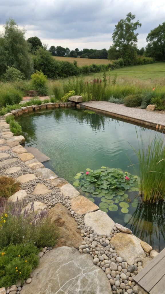 Natural swimming pond with biofiltration