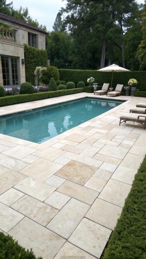 Classic rectangular pool with elegant paving