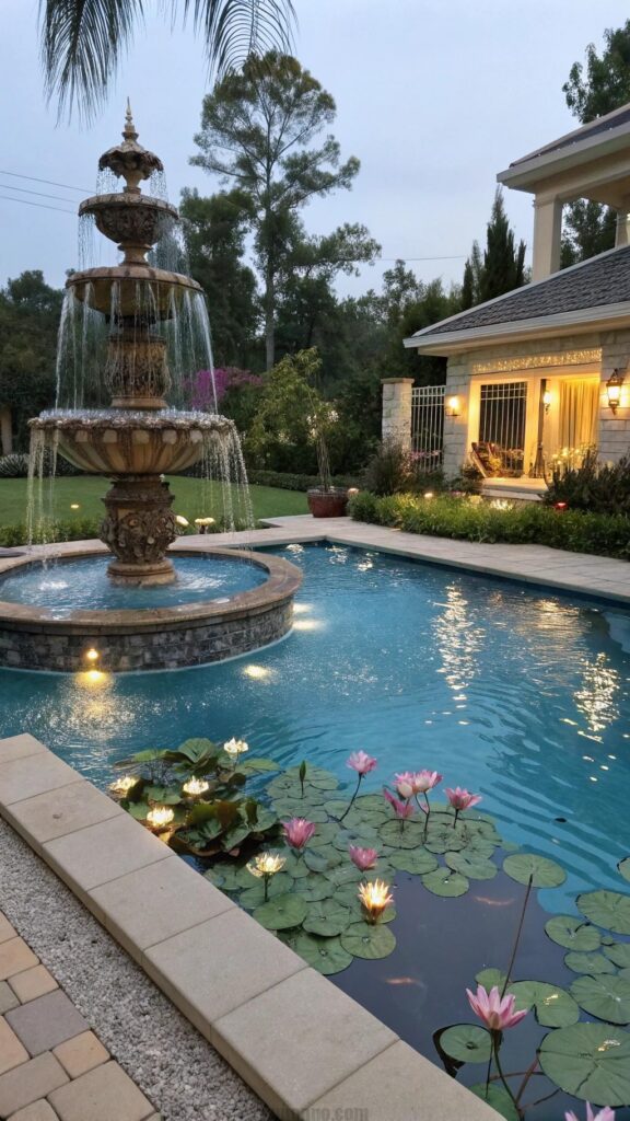 Outdoor fountain and pond water features