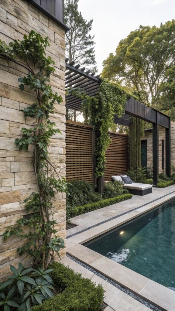 Privacy screens with greenery