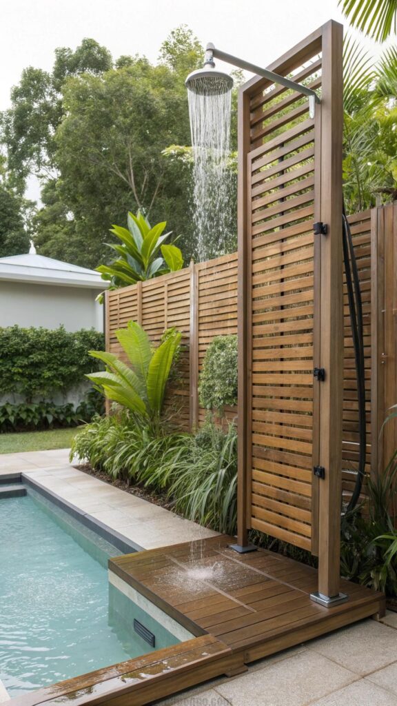 Rock and boulder landscaping around pool