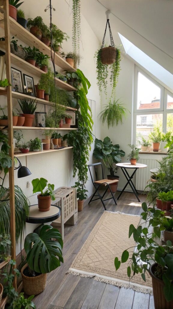 Indoor plant oasis in loft