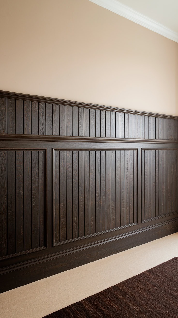 Living room featuring dark wainscoting
