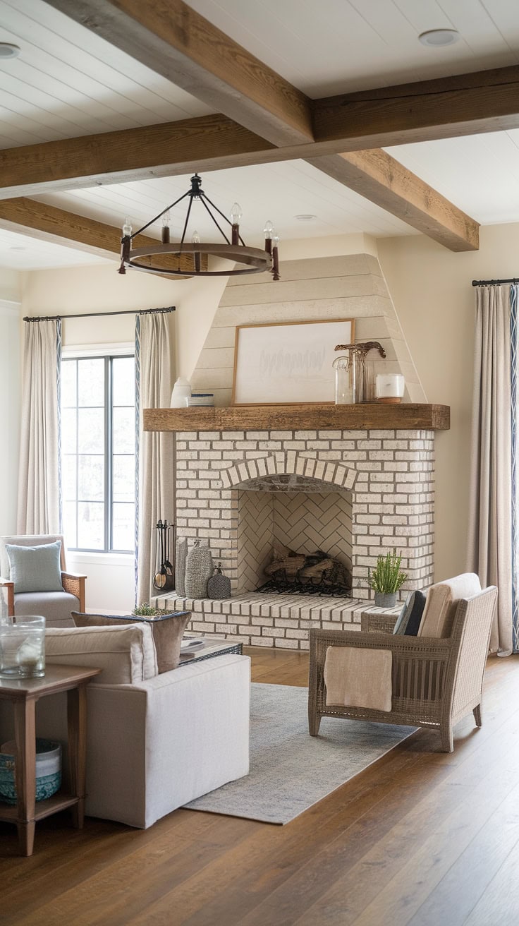 Rustic Farmhouse Living Room Fireplace