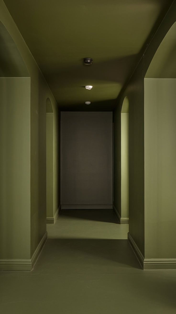 Olive Green Monochrome Hallway