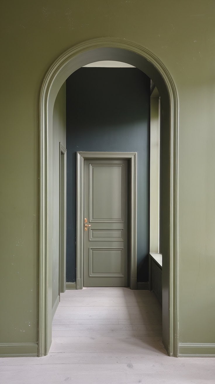 Monochrome Olive Green Hallway