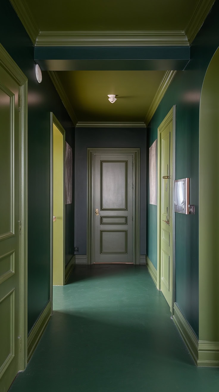 Olive Green Monochrome Hallway