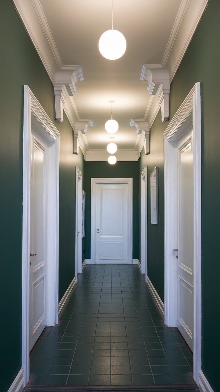 Monochrome Olive Green Hallway