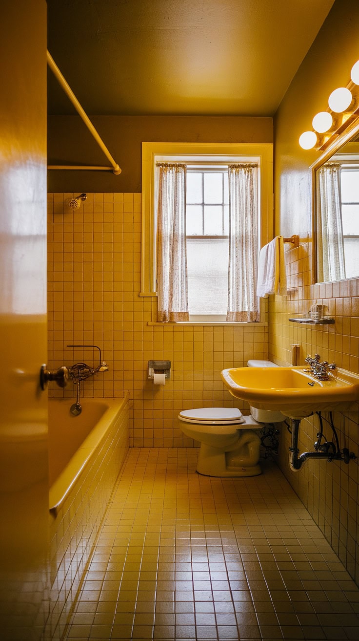 Sunshine yellow retro bathroom