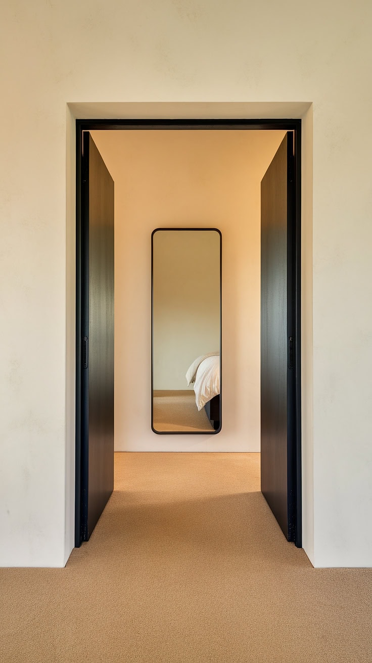 Minimalist hallway with elegant hallway mirror wall