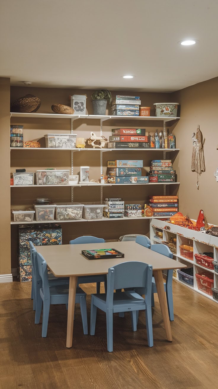 Large play table and organized board games