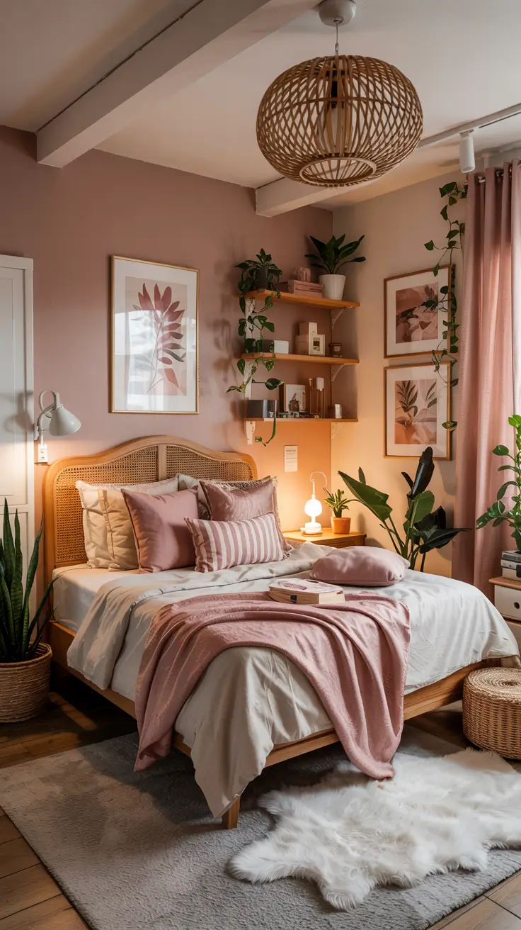 Cozy Small Bedroom with Natural Textures