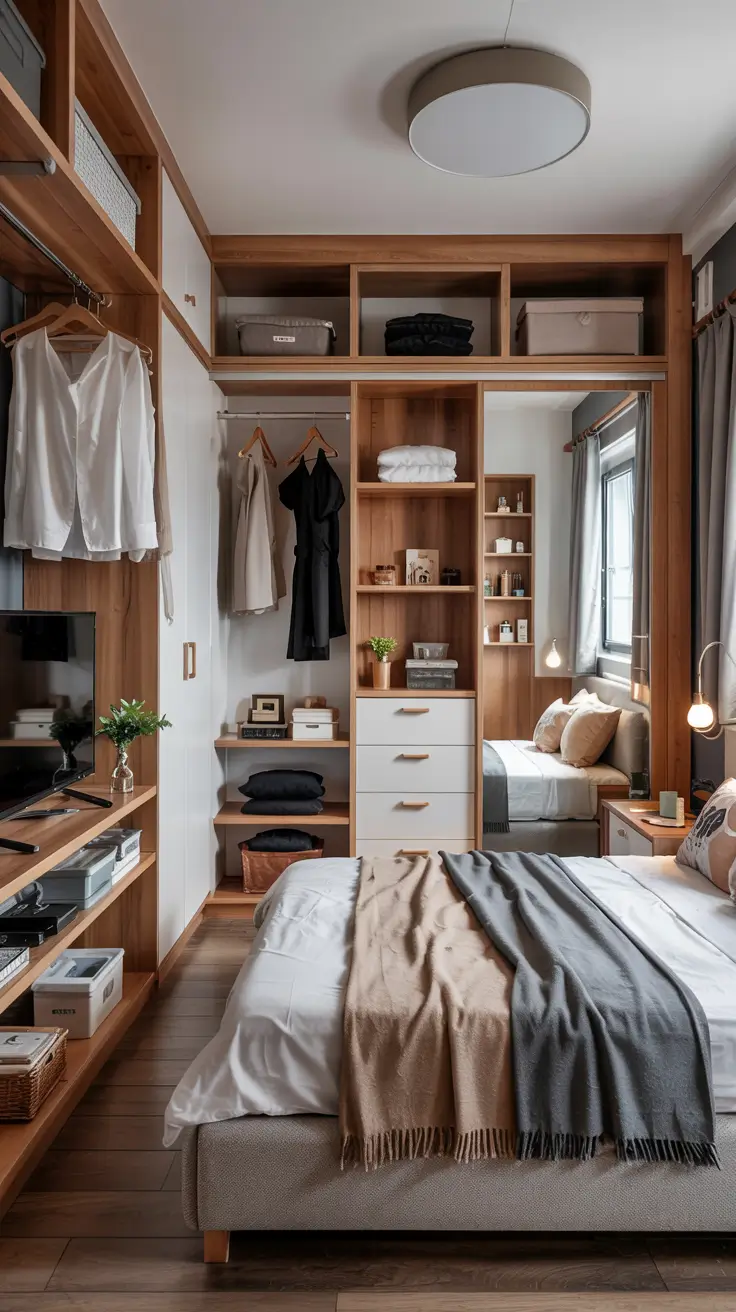 Organized Small Bedroom Wardrobe