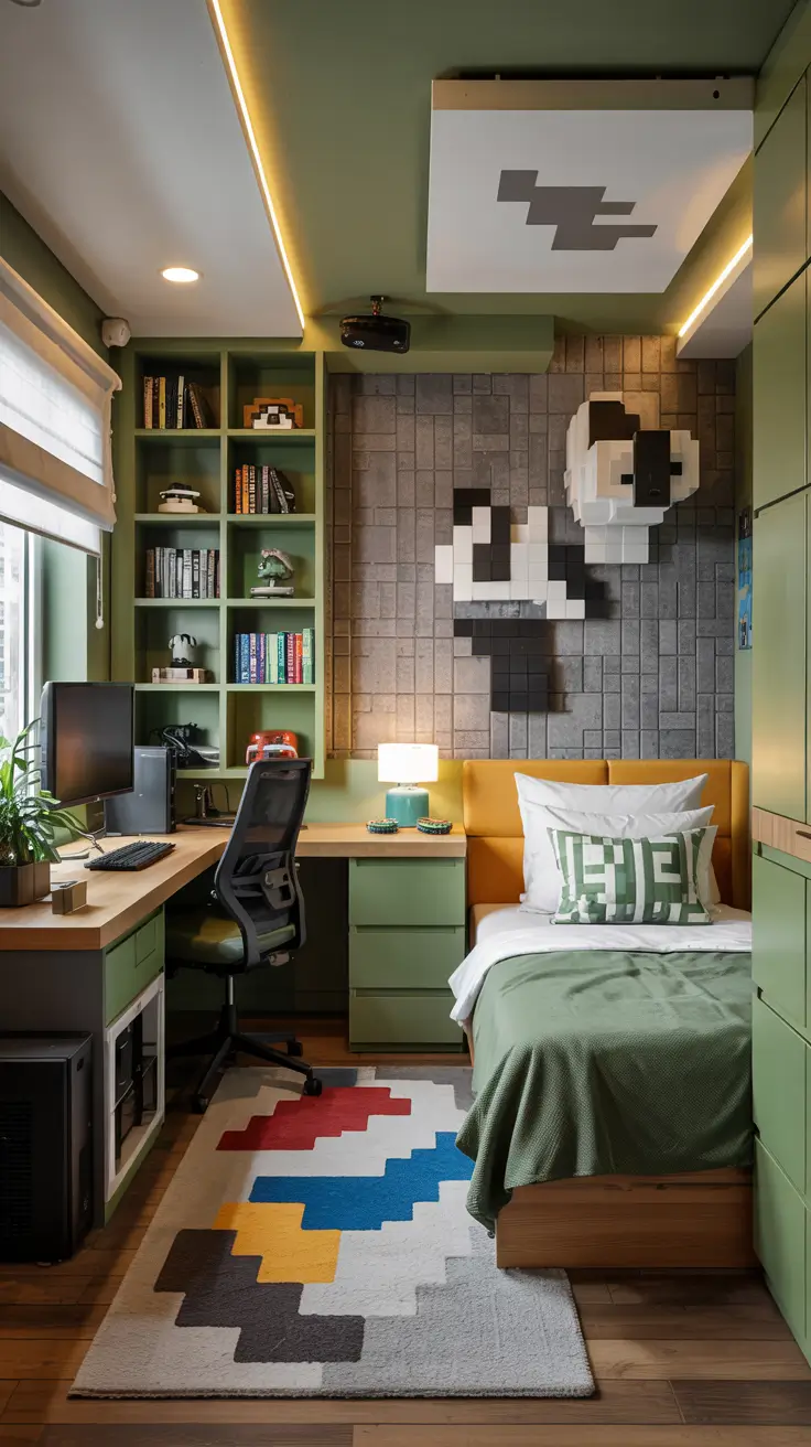 Minecraft Inspired Small Bedroom