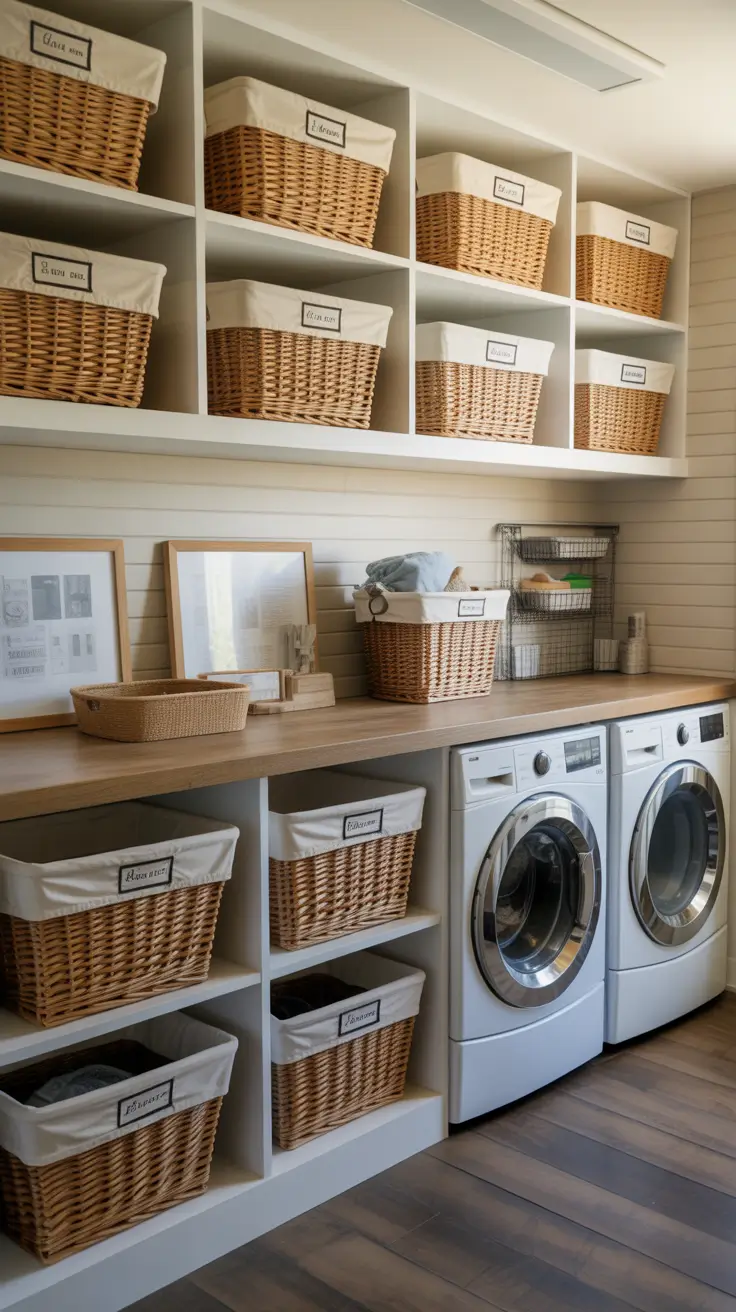 Laundry Room Basket Organization