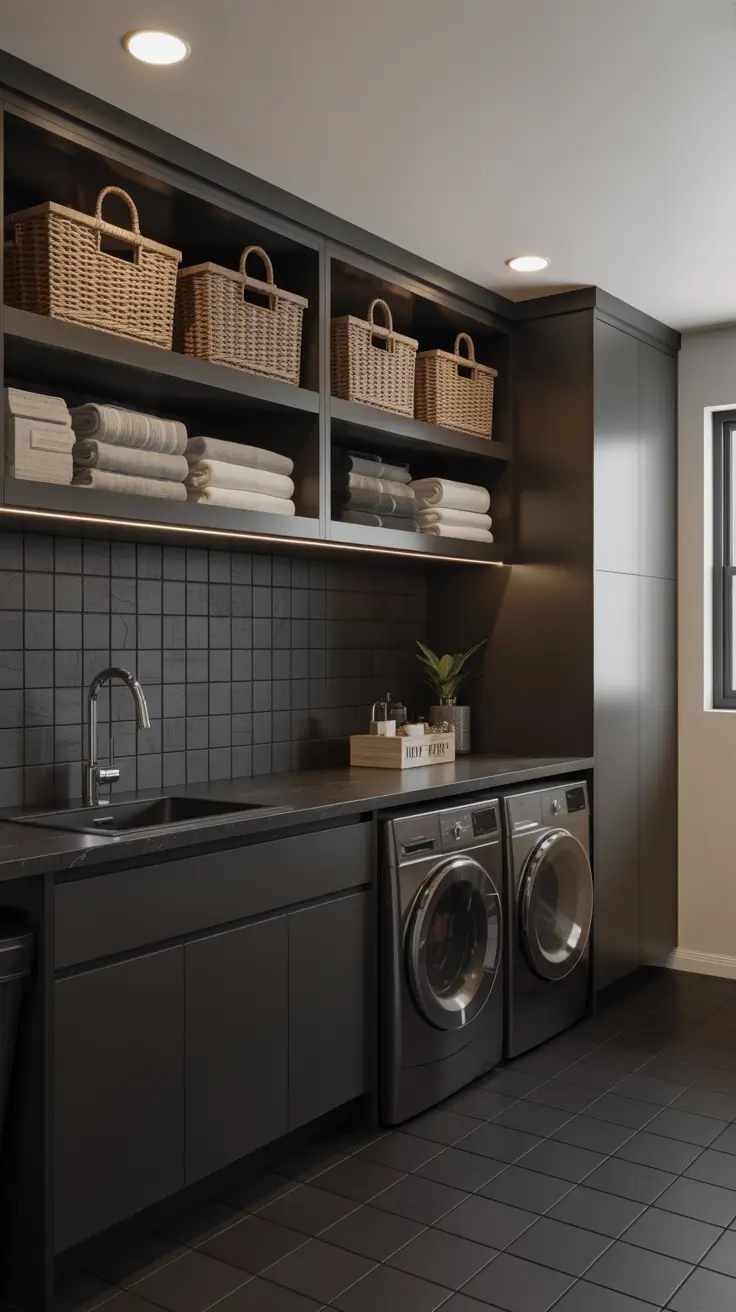 Black Themed Laundry Room