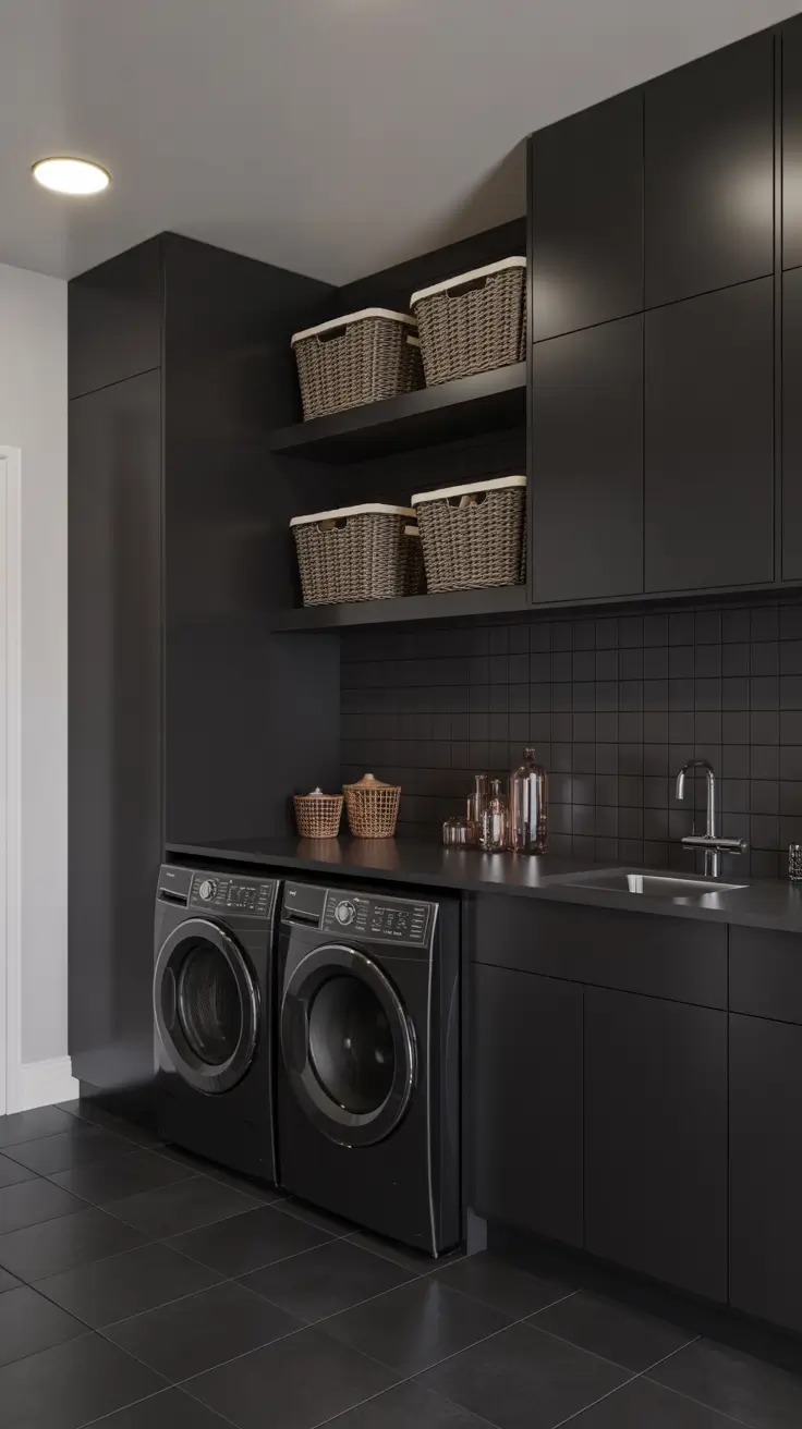 Black Themed Laundry Room