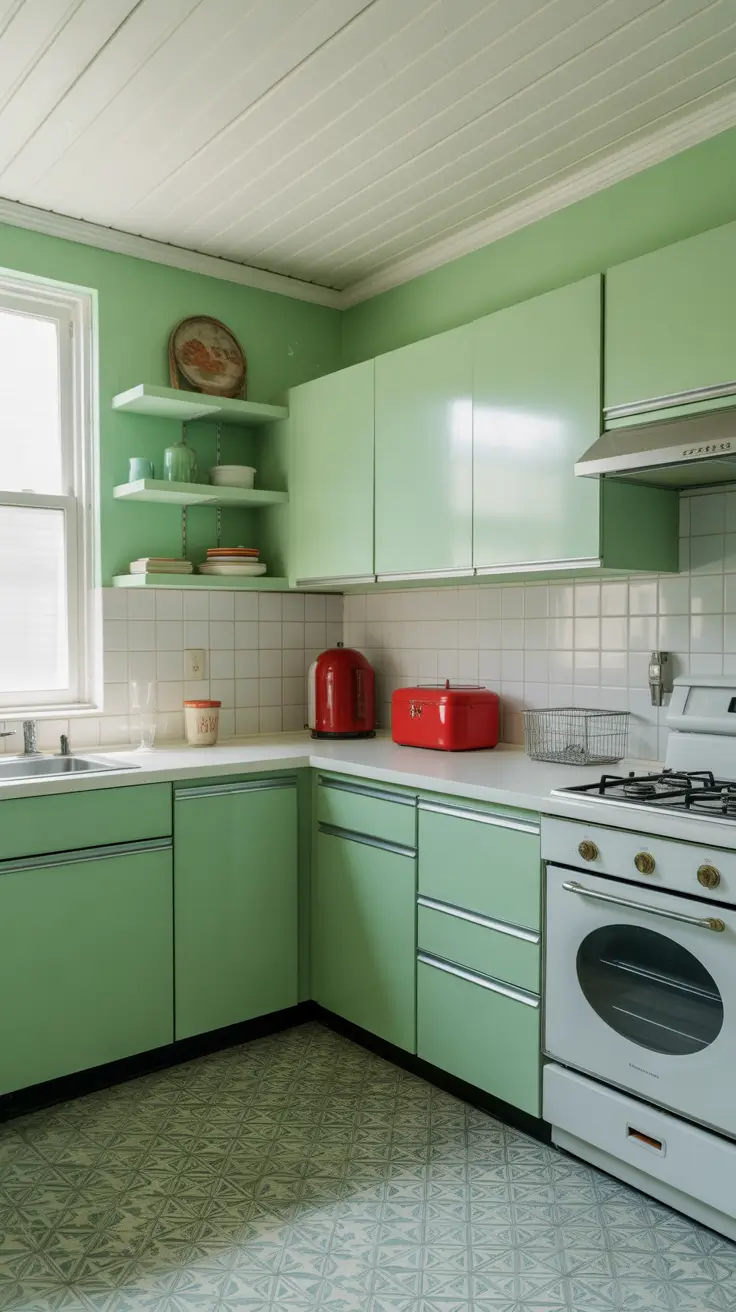 Mint Green 1950s Vintage Kitchen