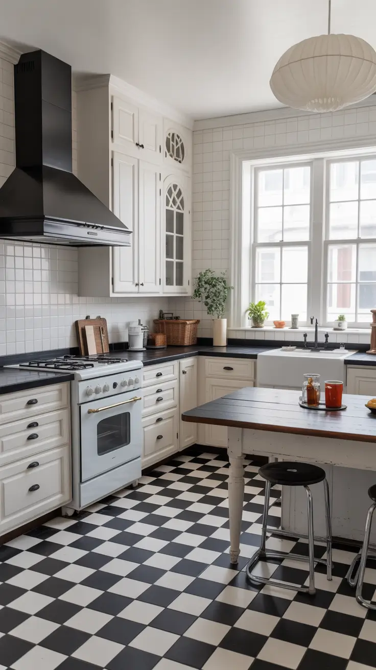 Black and White Vintage Kitchen