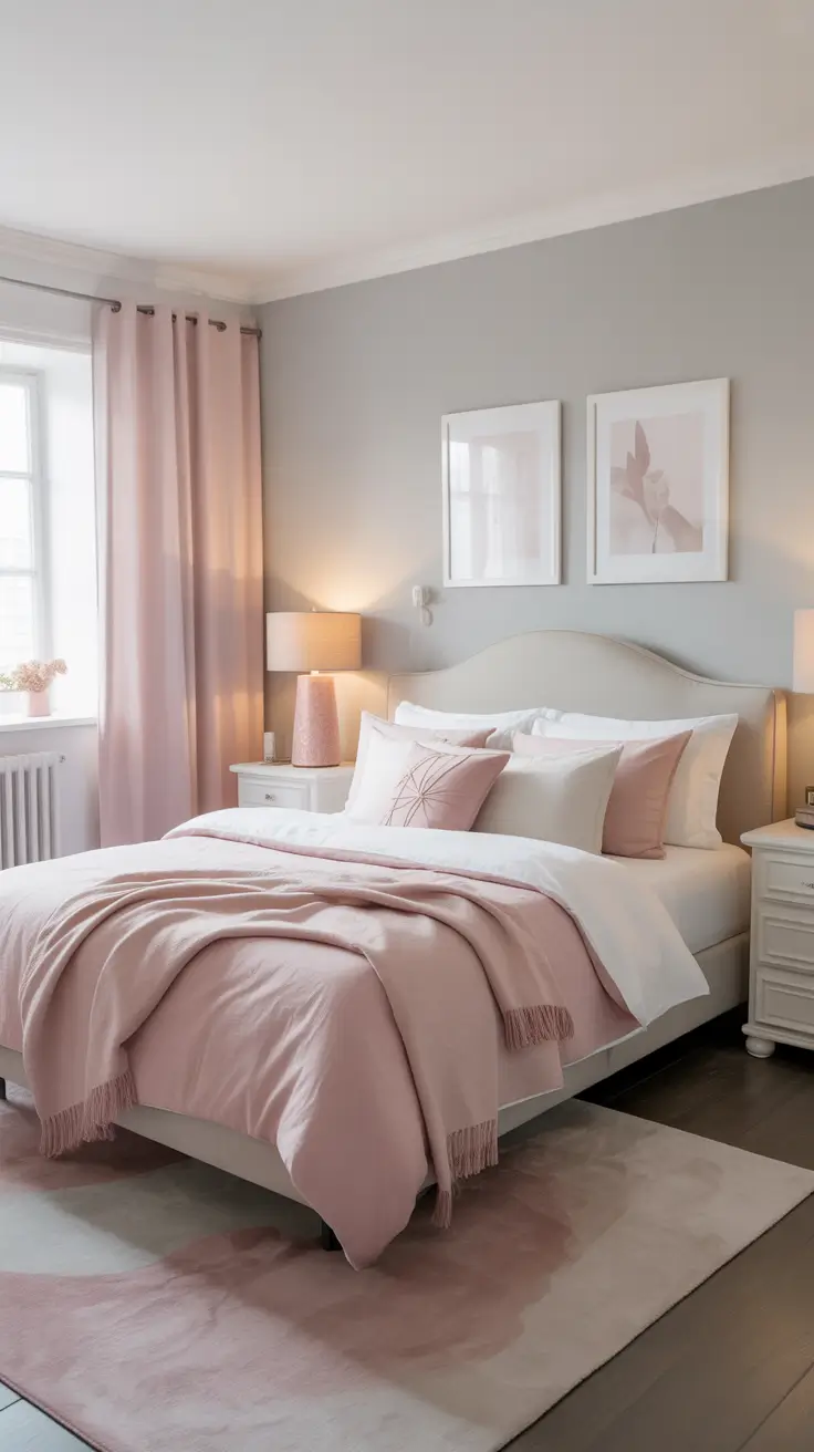 Pink, White and Gray Bedroom Ideas