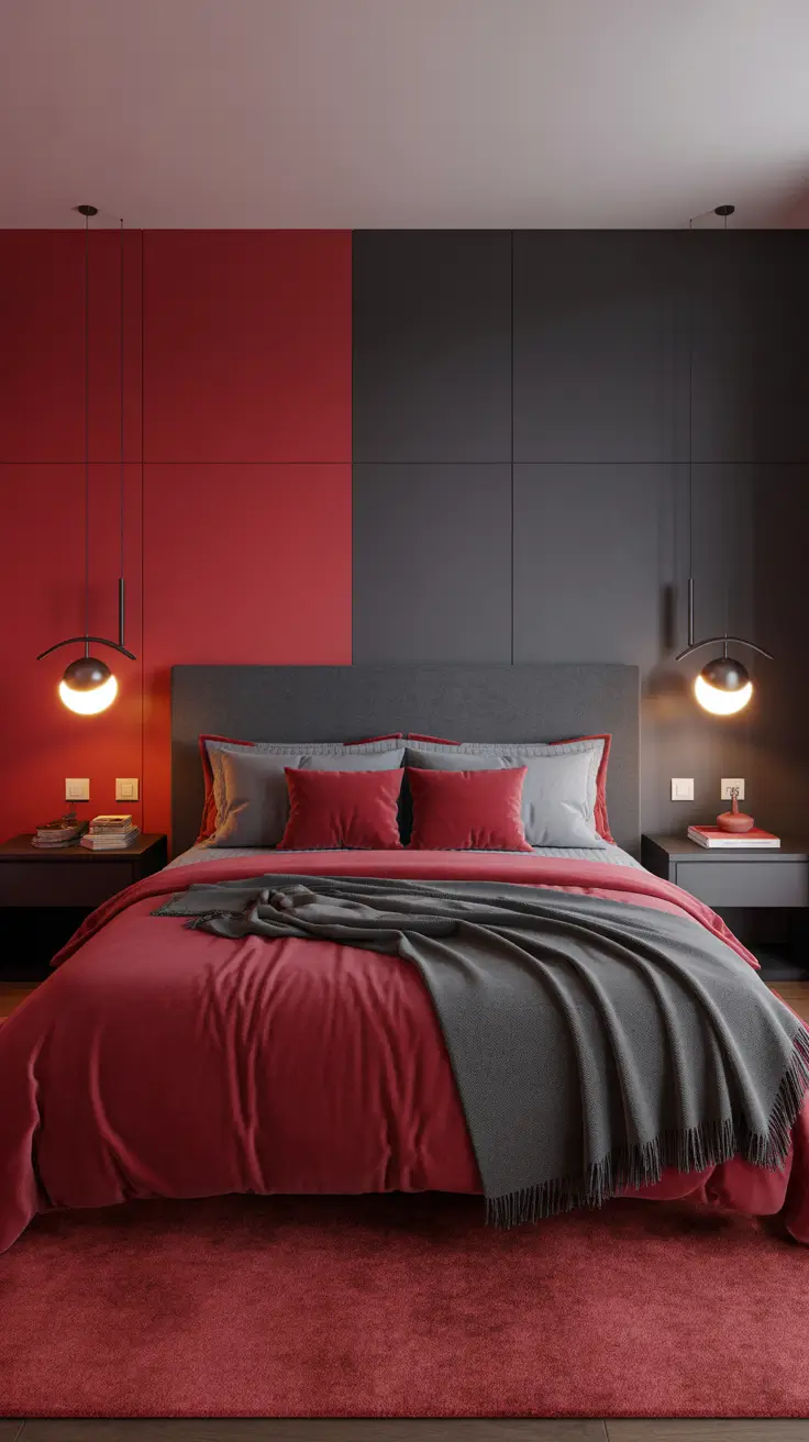 Red and Gray Bedroom Ideas