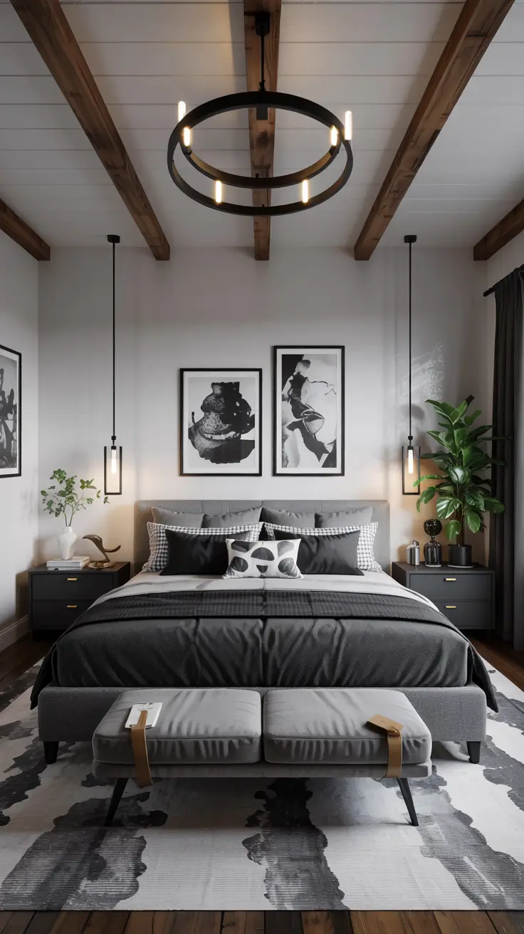 Black and White Bedroom Design for Couples