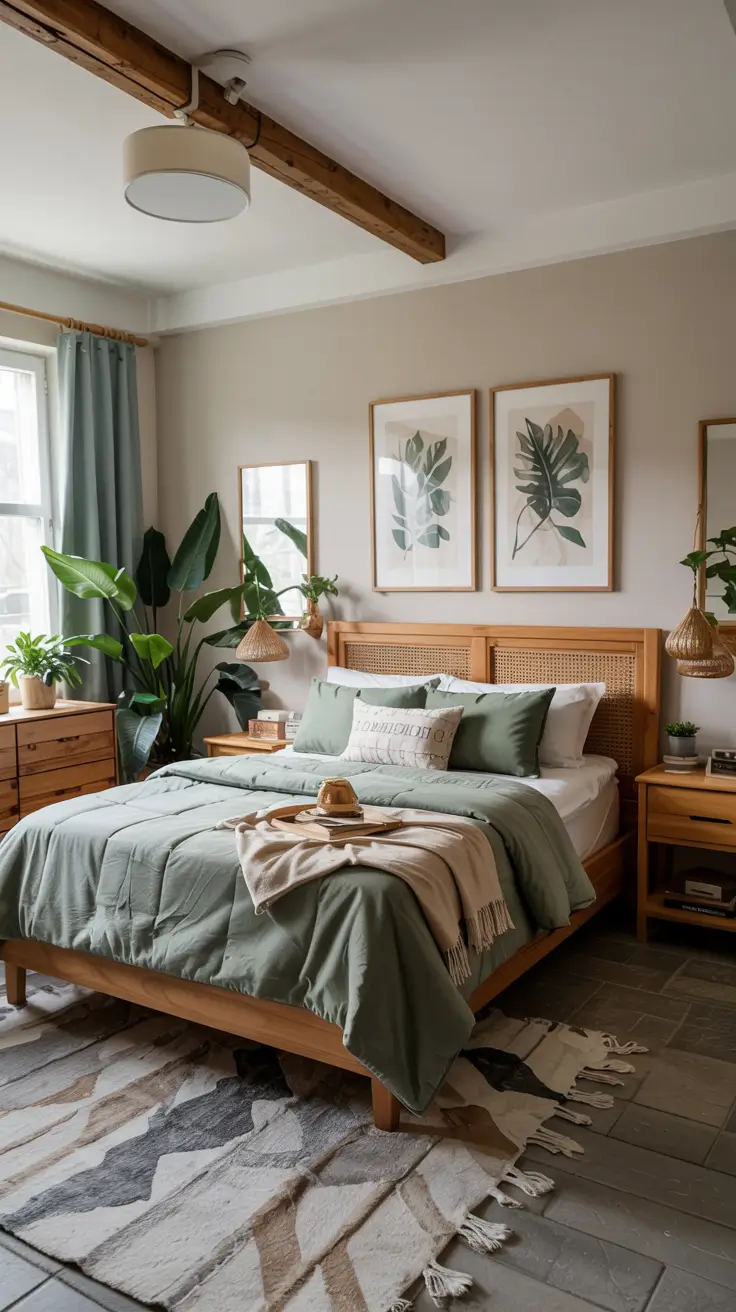 Relaxing Green Bedroom Furniture and Bedding Ideas