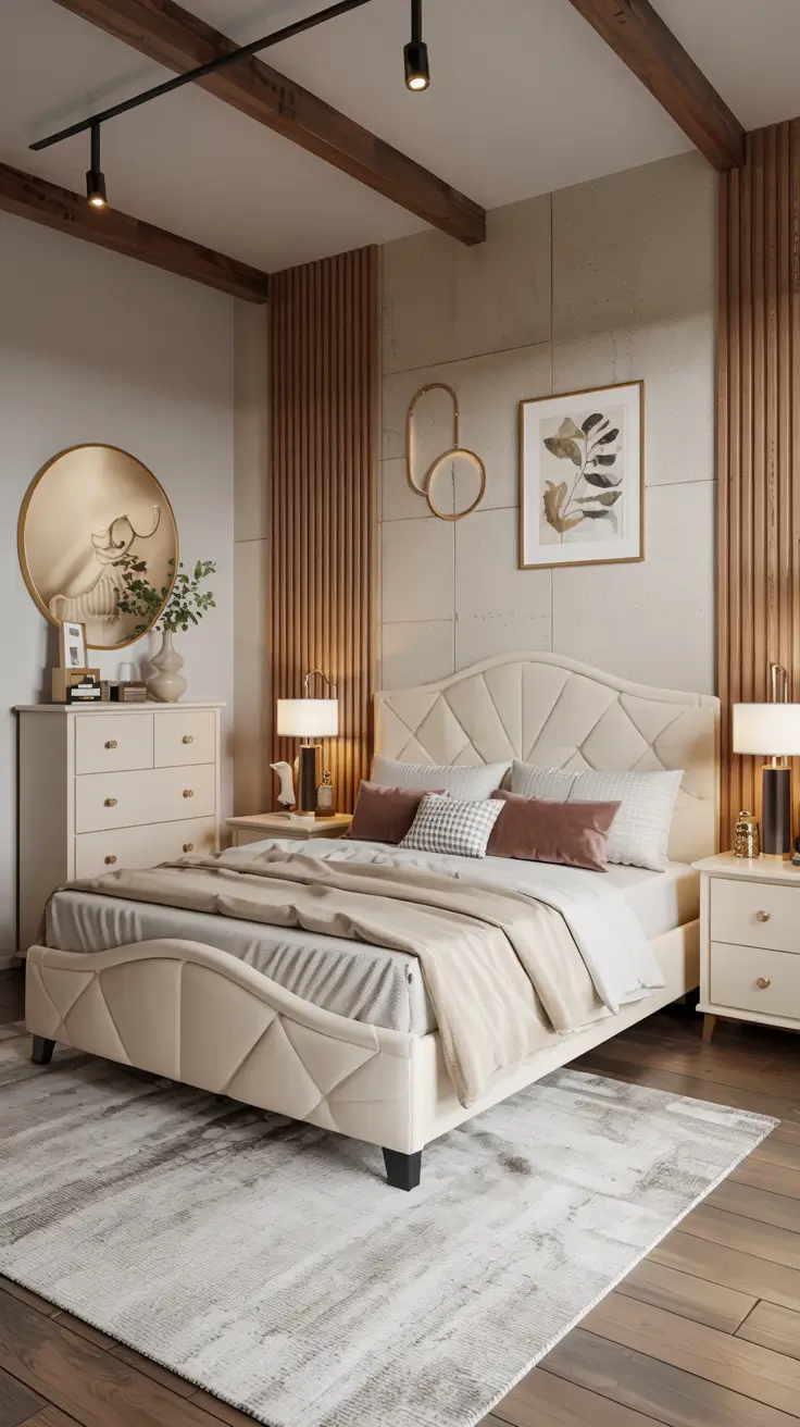 Cream Bedroom Furniture and Cozy Bedding