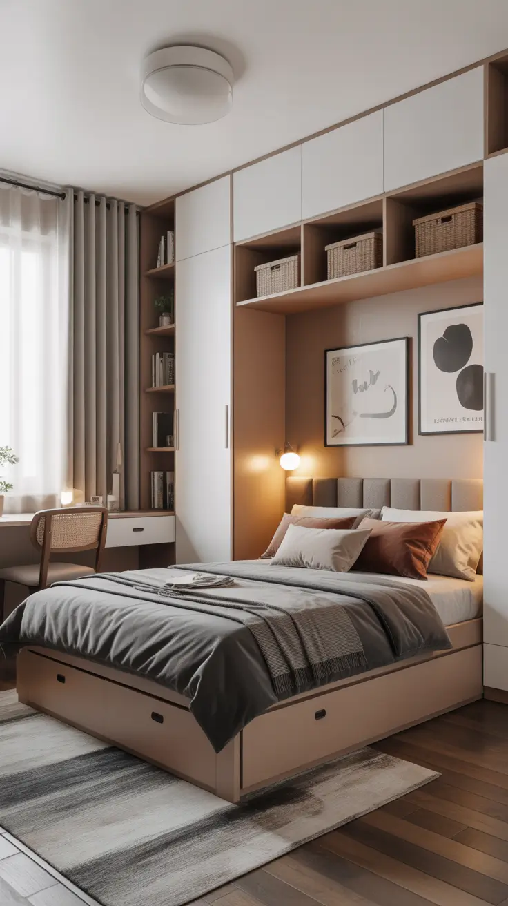 Minimalist Small Bedroom Design with Smart Storage
