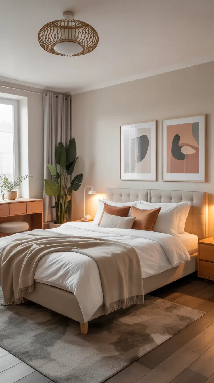 Cozy Bedroom with Warm Textiles