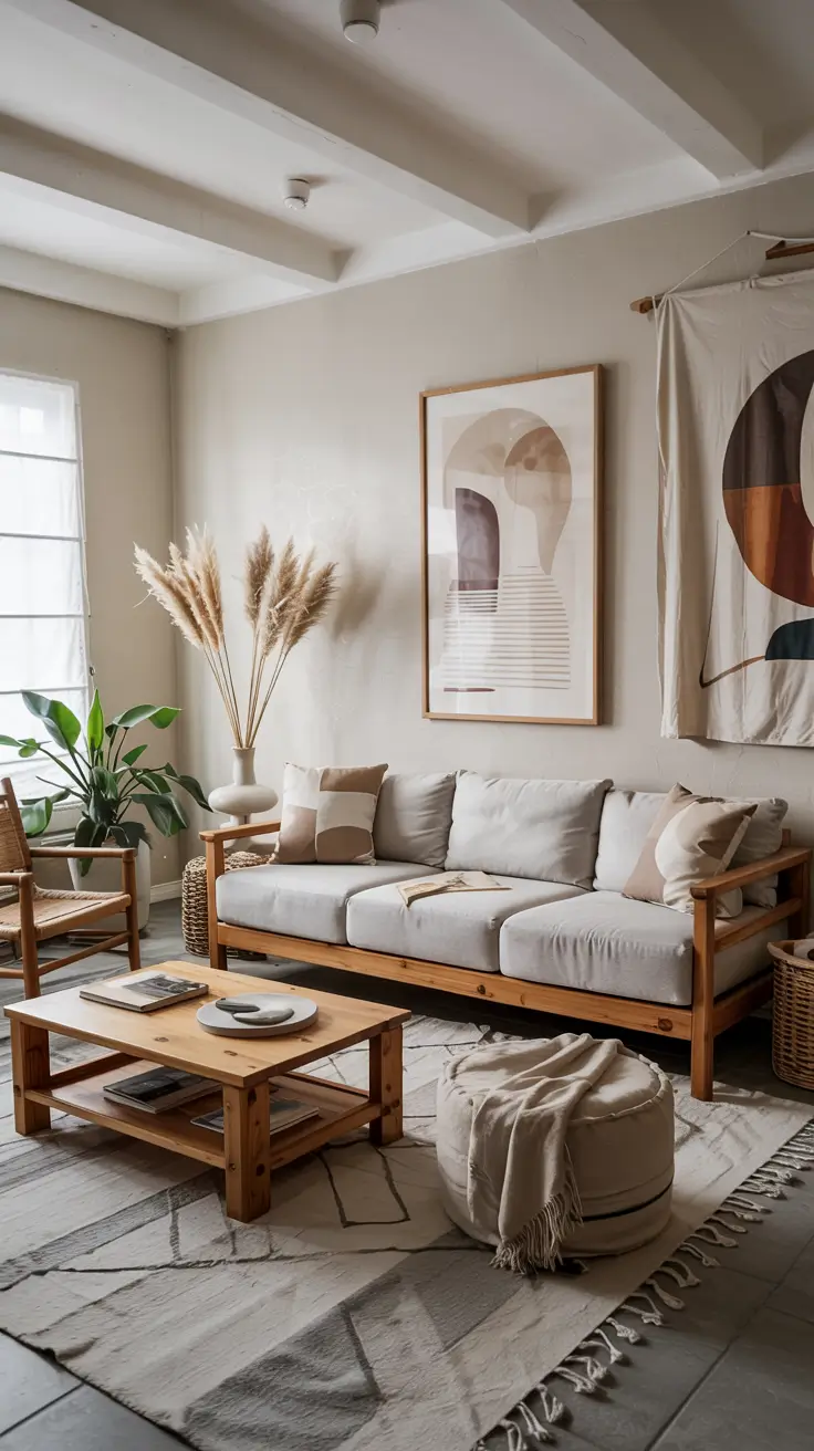 Minimalistic light grey sofa