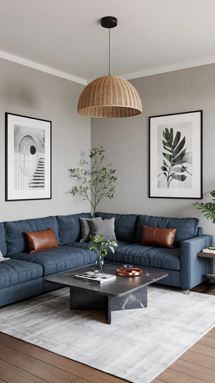 Corner sofa optimizing space in living room