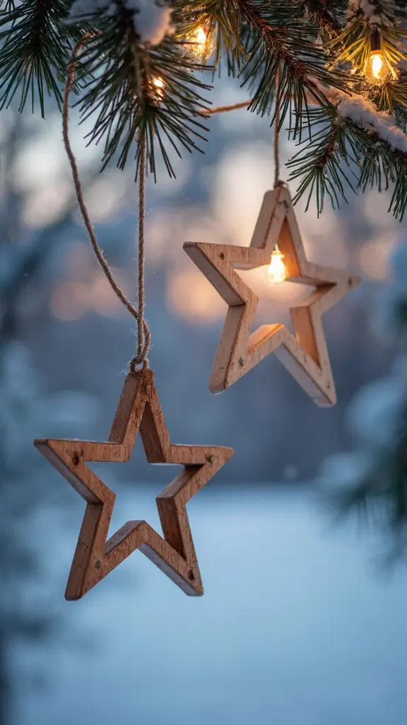 rustic nordic handcrafted geometric wooden stars