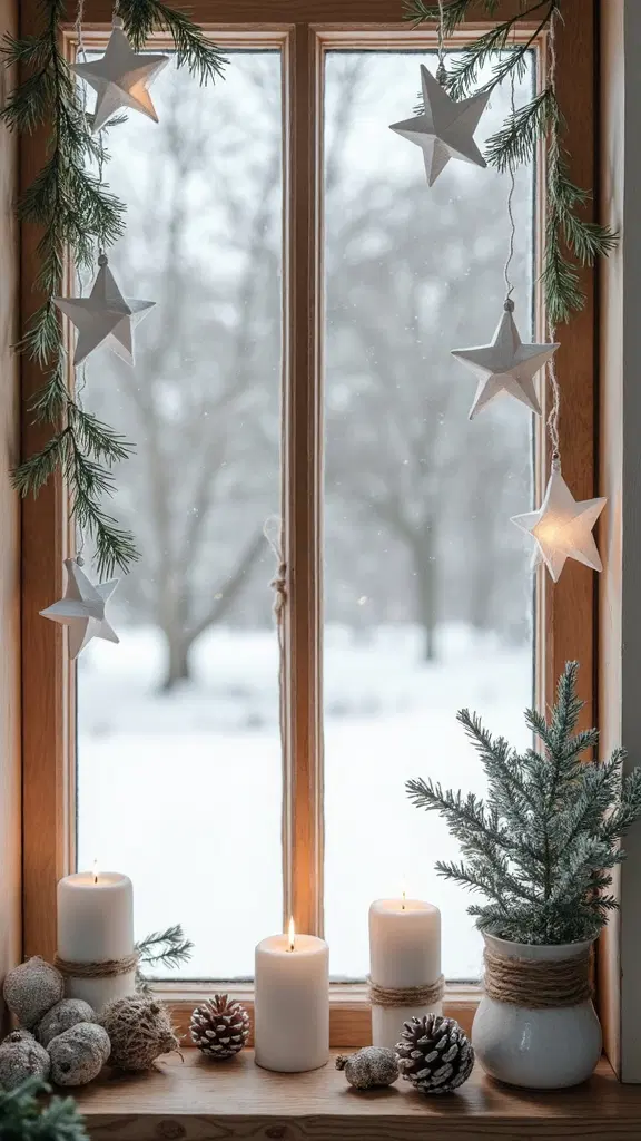 scandinavian minimalist window holiday display