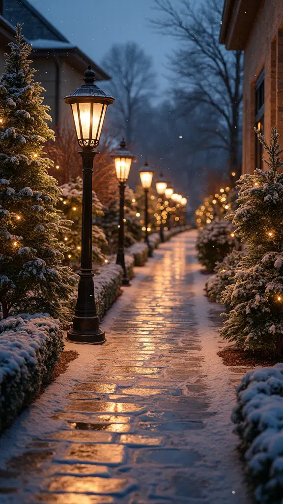 elegant pathway winter lighting