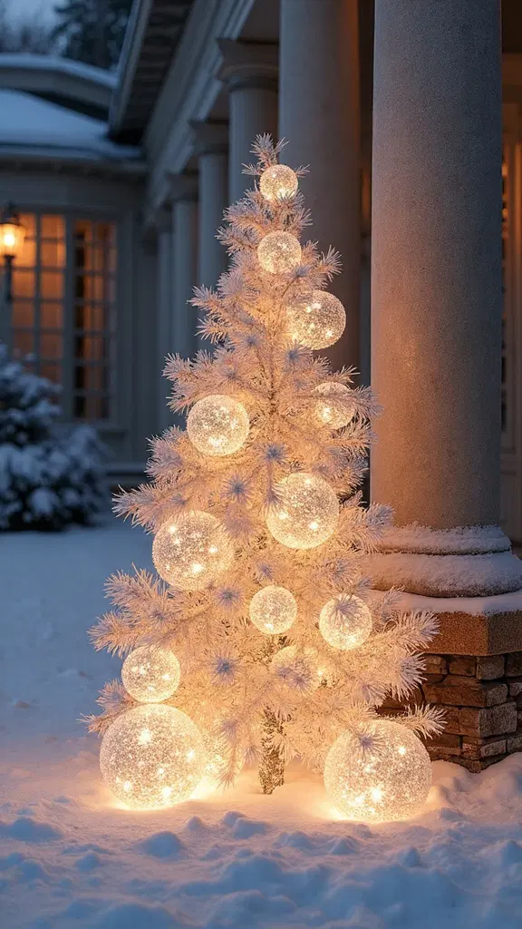 sparkling frosted artificial topiary spheres