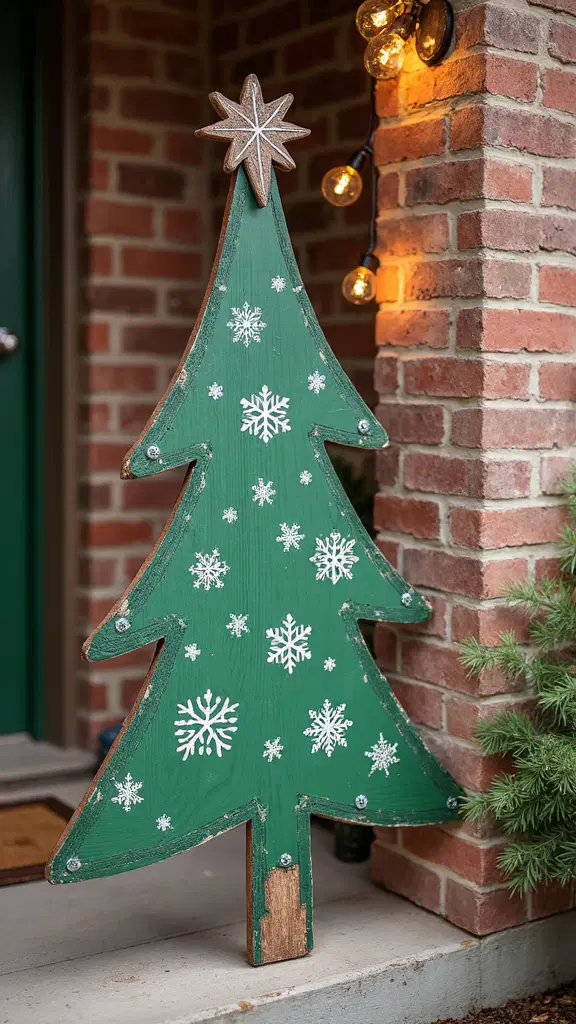 festive plywood christmas tree display