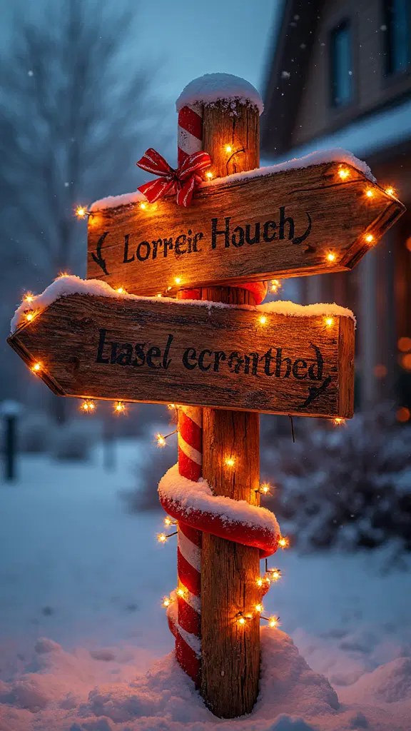 illuminated north pole directional signpost