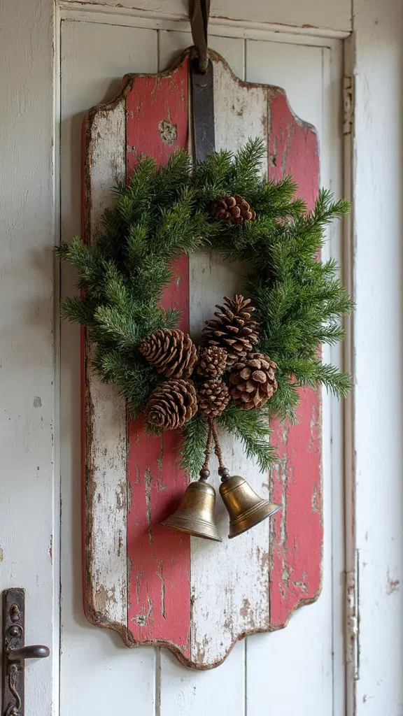 distressed vintage christmas door hanger